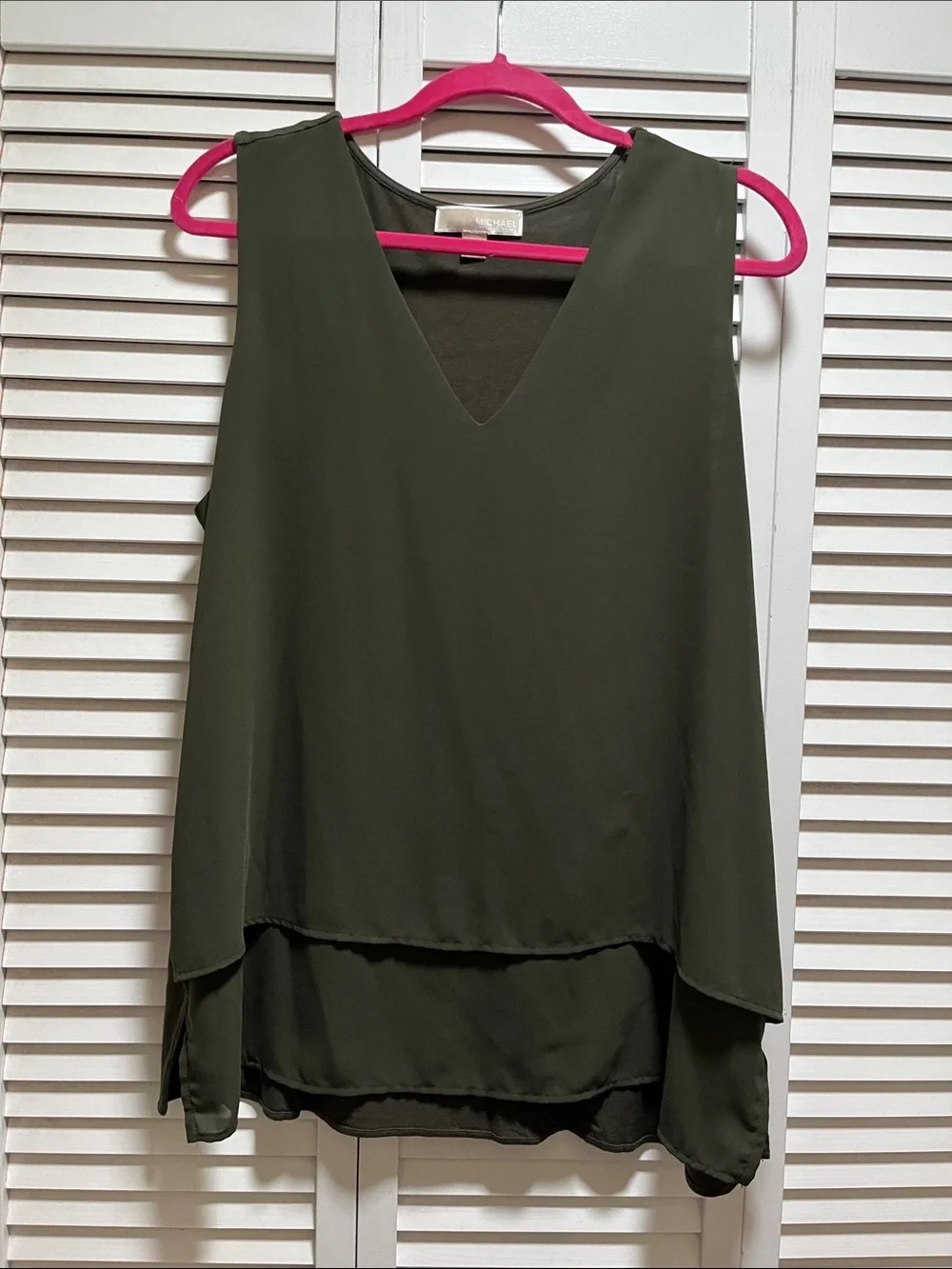 Michael Kors Olive Green Top with Beige Label